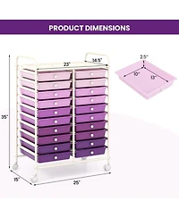 Gouun 20-Drawer Rolling Studio Organizer Cart with Transparent Drawers