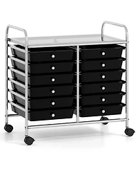 Gouun Steel-Frame 12-Drawer Rolling Organizer with Locking Casters for Home and Office