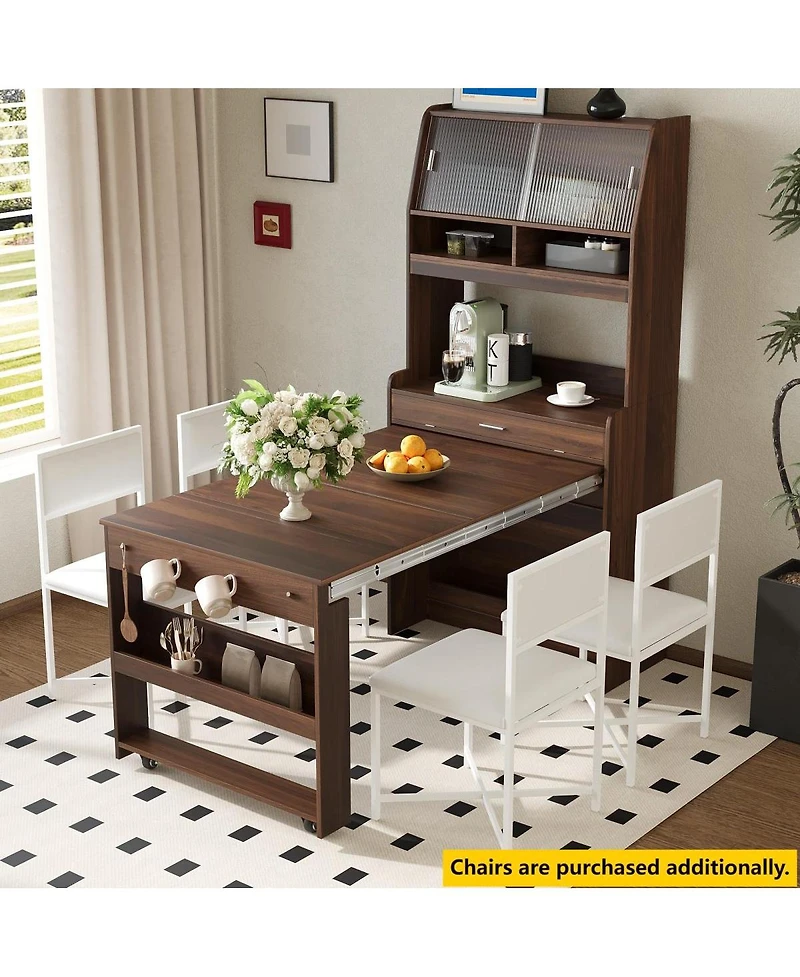 Streamdale Furniture Buffet Hutch with Foldable Dining Table