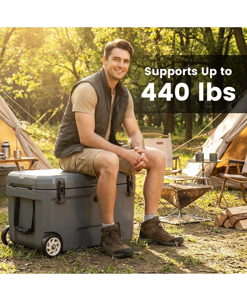 Gouun 52-Quart Portable Hard Cooler with 6-Day Ice Retention, Heavy-Duty Wheels and Extended Handle