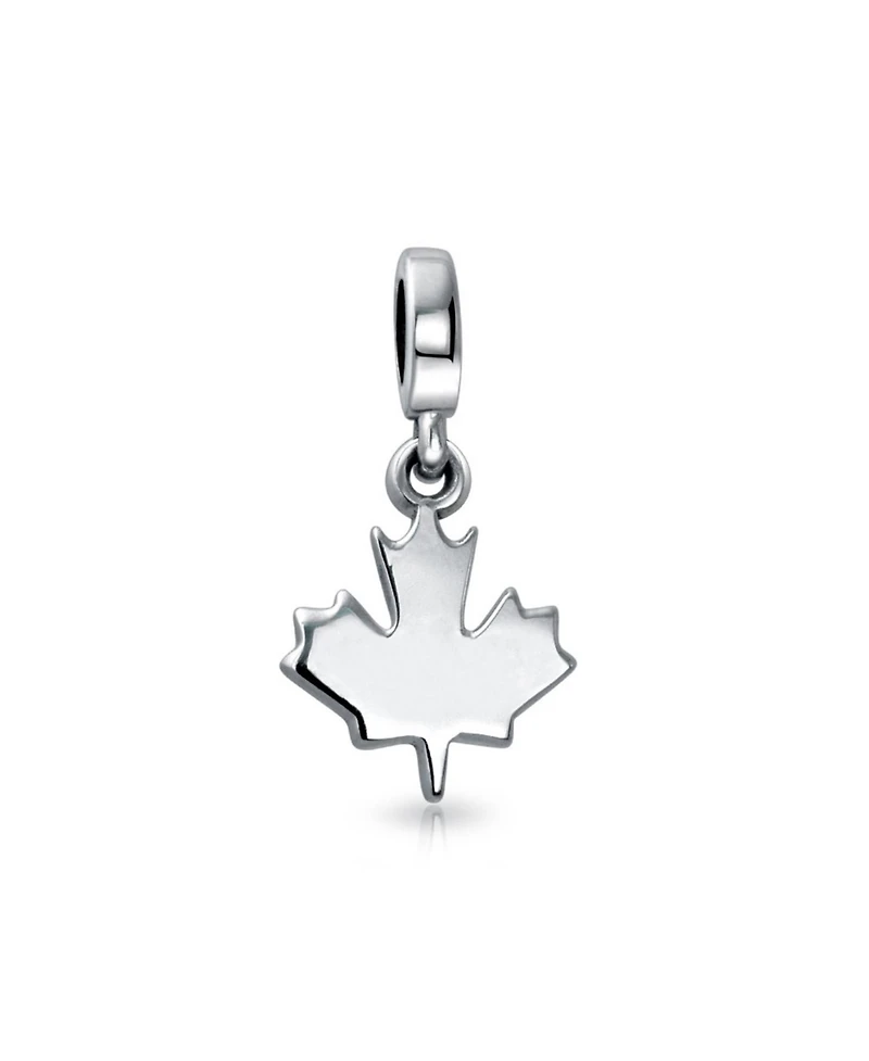 Bling Jewelry Canada Symbol Maple Leaf Dangle Charm Bead .925 Sterling Bracelet