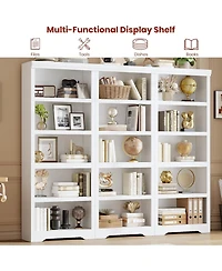 gaomon Tall Farmhouse Bookshelf, 5 Tier Open Bookcase with Adjustable Shelves and Anti-Tip, Storage Organizer for Living Room