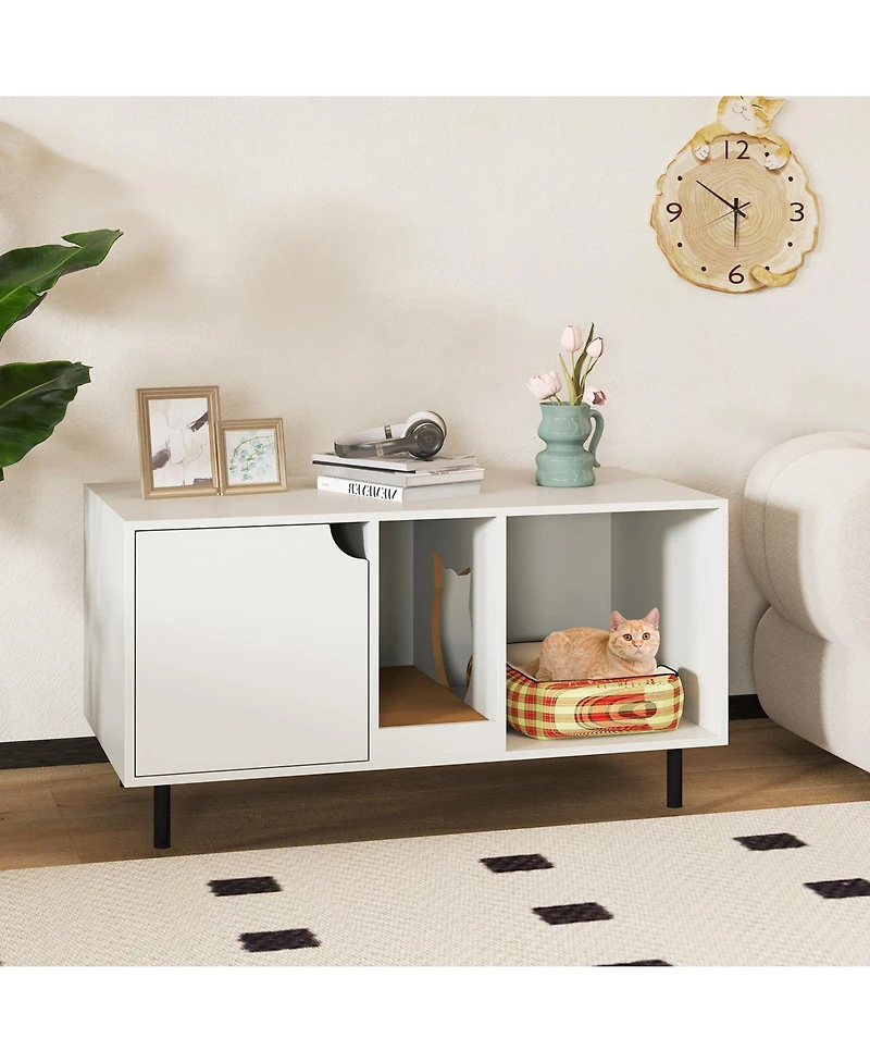 Cozito Cat Litter Box Enclosure 40 in for 2 Cats with Scratcher