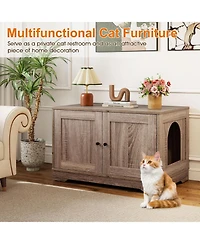 Cozito Cat Litter Box Enclosure 31.5 in Wooden End Side Table