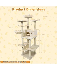 Cozito Cat Tree 63 inch Tall for Indoor Cats with Multi-Level Tower