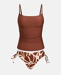 Cupshe Women's Escaping Ruched Tankini Top & Floral High-Waisted Bottoms Set