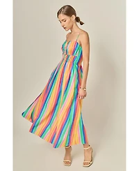 English Factory Women's Rainbow Stripe Sleveless Maxi Dress