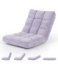 Gouun 14-Position Adjustable Floor Chair with Velvet Cushion and Foldable Design