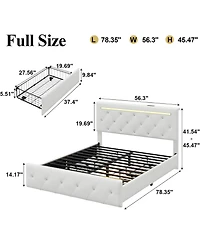 Lucky One Bed Frame with Led Light and 4 Storage Drawers