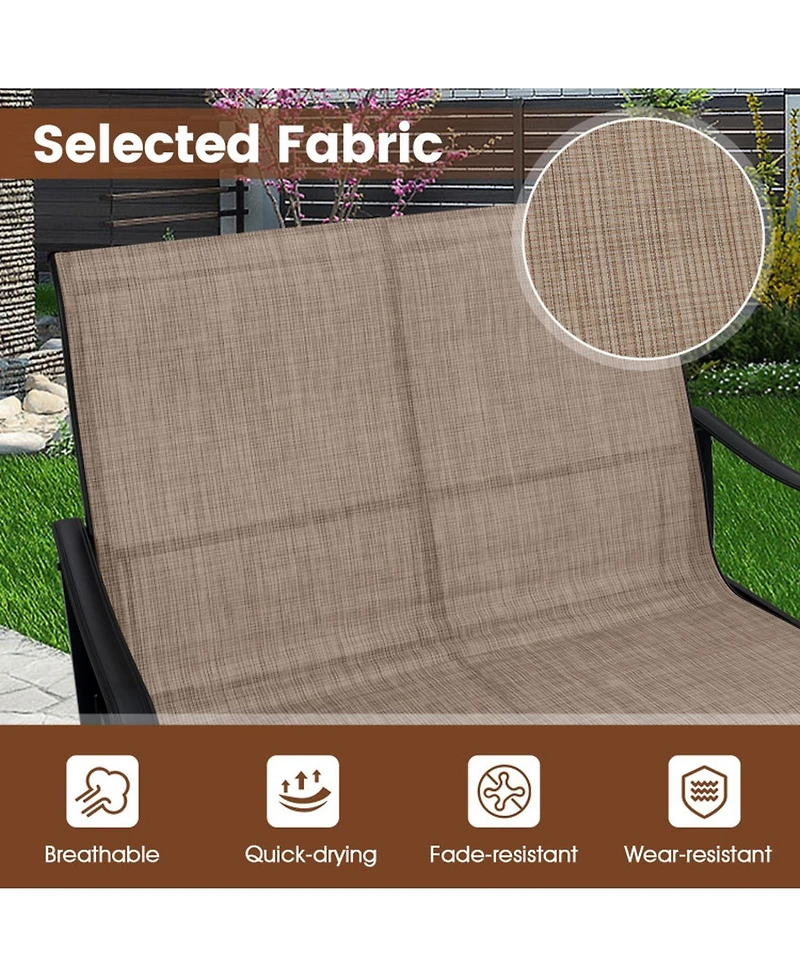 Gouun 2-Person Outdoor Glider Bench with High Backrest and Metal Frame