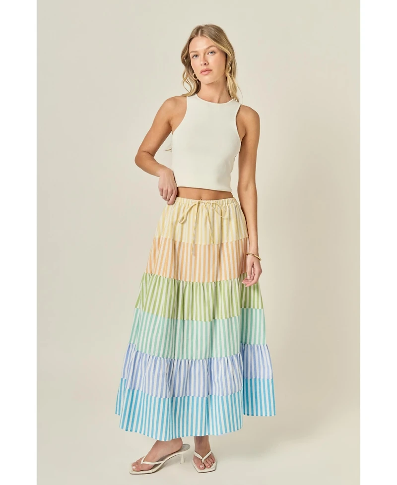 English Factory Women's Colorblock Elastic Skirt