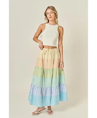 English Factory Women's Colorblock Elastic Skirt