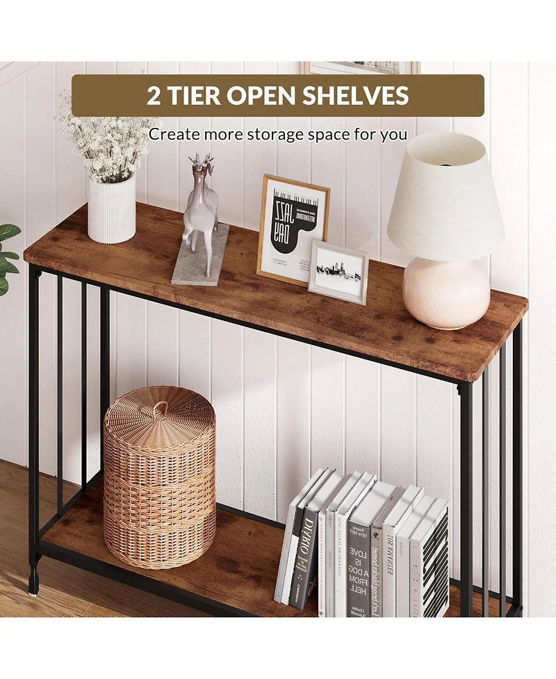gaomon Narrow Console Table with Engineered Wood Shelf and Metal Frame
