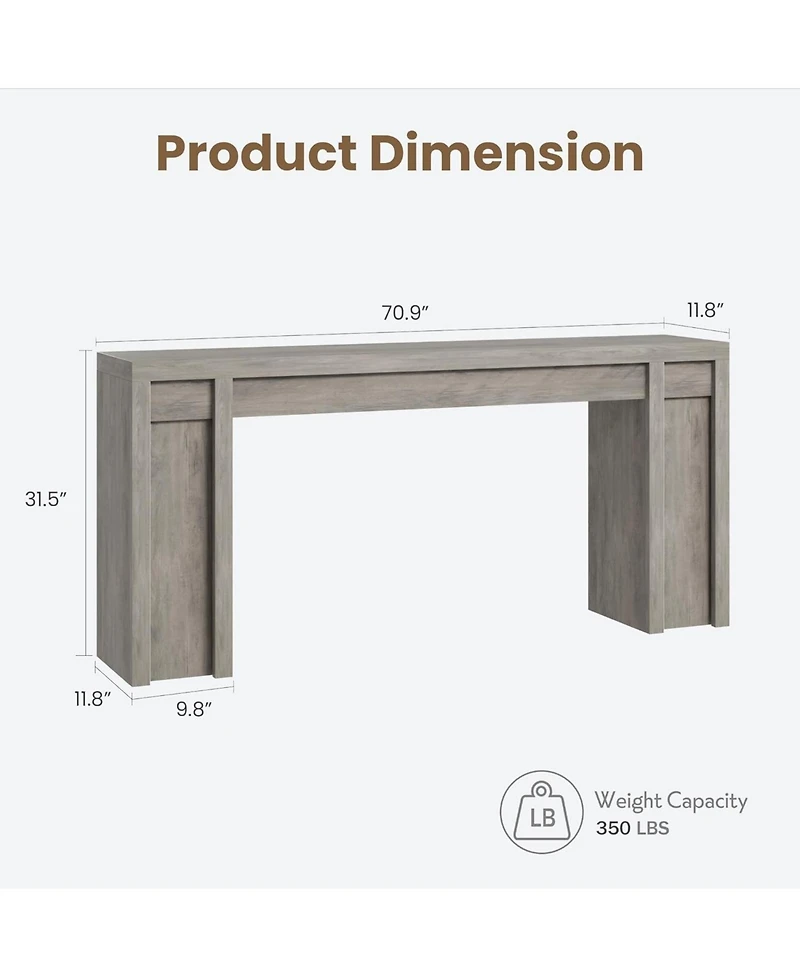 gaomon 70" Long Rustic Farmhouse Console Table, Hallway Accent Table for Entryway and Living Room