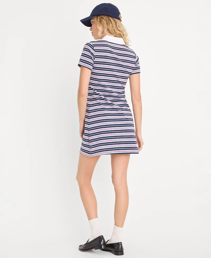 Good American Women's Stripe Stretch Polo Mini Dress, Created for Macy's