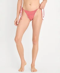 Good American Women's Gingham String Swim Bikini Bottoms