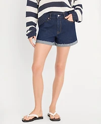 Good American Women's Girlfriend Mid-Rise Denim Shorts
