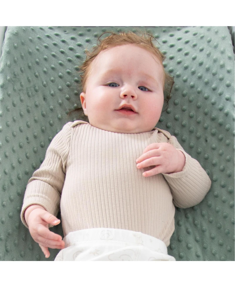 The Peanutshell Minky Dot Sage Ultra Soft Baby Mat Cover for Boys and Girls, 2 Pack
