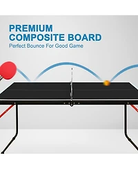 Rainsken Compact Foldable Ping Pong Table, Portable Table Tennis Game Set Equipped with Net and 2 Paddles for Indoor and Outdoor Casual Play