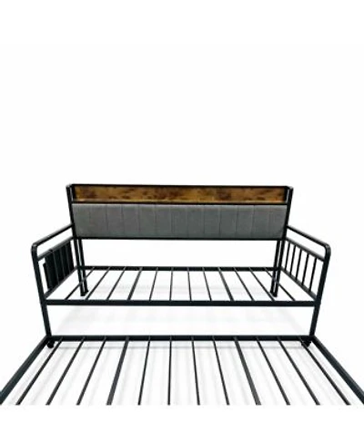 Homfan Metal Daybed with Trundle Bed