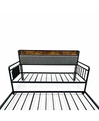 Homfan Metal Daybed with Trundle Bed
