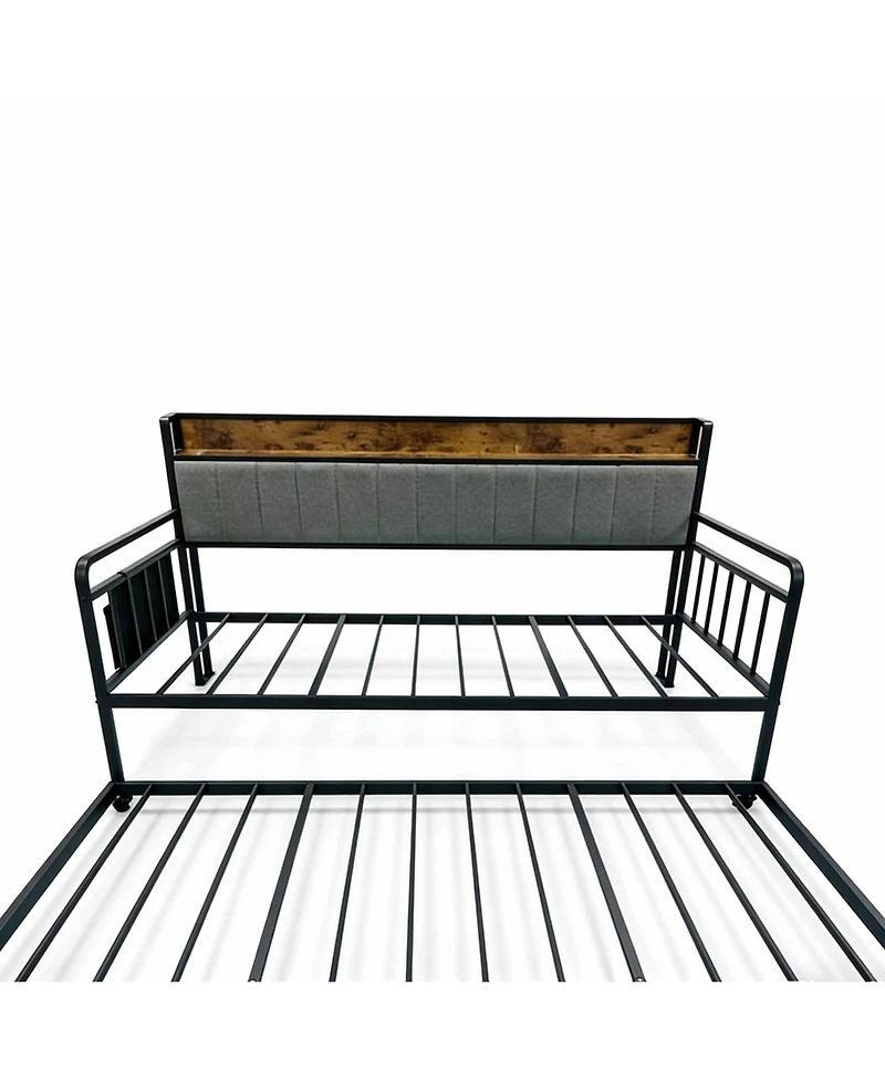 Homfan Metal Daybed with Trundle Bed