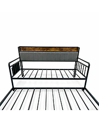 Homfan Metal Daybed with Trundle Bed