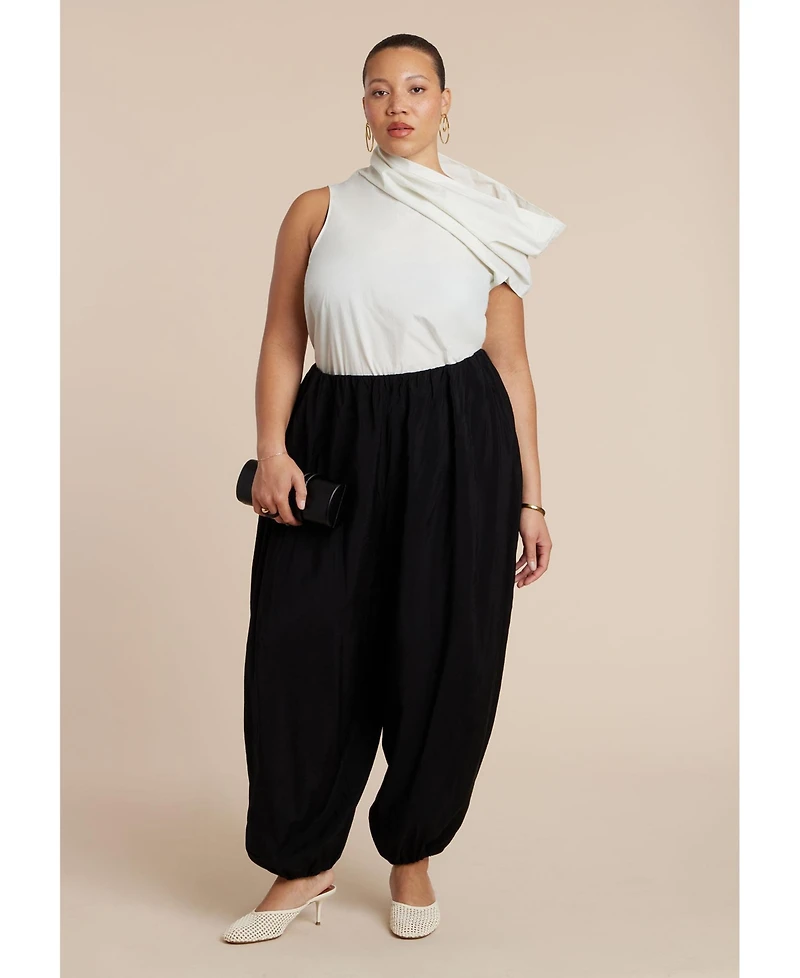 Eloquii Women's Draped Neck Sleeveless Top