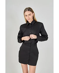 endless rose Women's Button Up Long Sleeve Dress