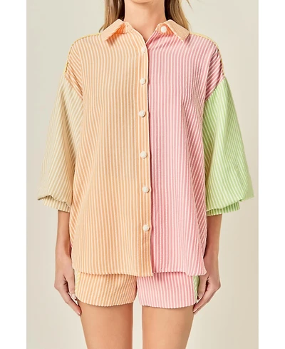 English Factory Women's Striped Colorblock Shirt