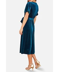Yumi Women's Velvet Split Hem Midi Dress