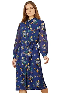 Yumi Women's Raccoon Print Shirt Midi Dress