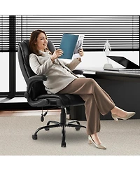 Gouun Ergonomic Executive Chair with Flip-Up Arms and Lumbar Pillow, 300 lb Capacity, Pu Leather