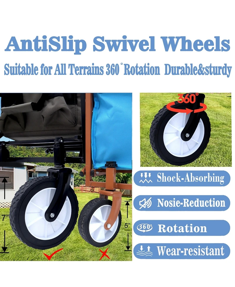 Mondawe 360lbs Collapsible Storage Wagon Utility Carts with Strapping System, 3-Piece Liner