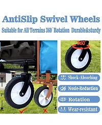 Mondawe 360lbs Collapsible Storage Wagon Utility Carts with Strapping System, 3-Piece Liner