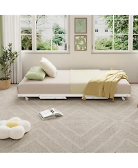 Homfan Pop Up Trundle Bed Frame with Metal Slats, Locking Casters and Folding Legs