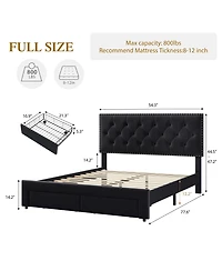 Homfan Upholstered Bed Frame with 2 Storage Drawers