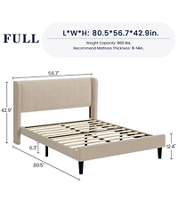 Homfan elvet Upholstered Bed Frame with Wingback Headboard