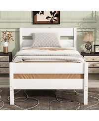 Sailvan Rubber Wood Platform Bed Frame with Headboard and Footboard, Space-Saving Design