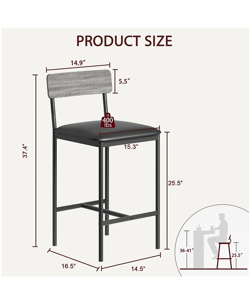 gaomon Retro 2-Person Bar Set, 3-Piece High Top Table Set with Padded Folding Stools and 3 Storage Compartments