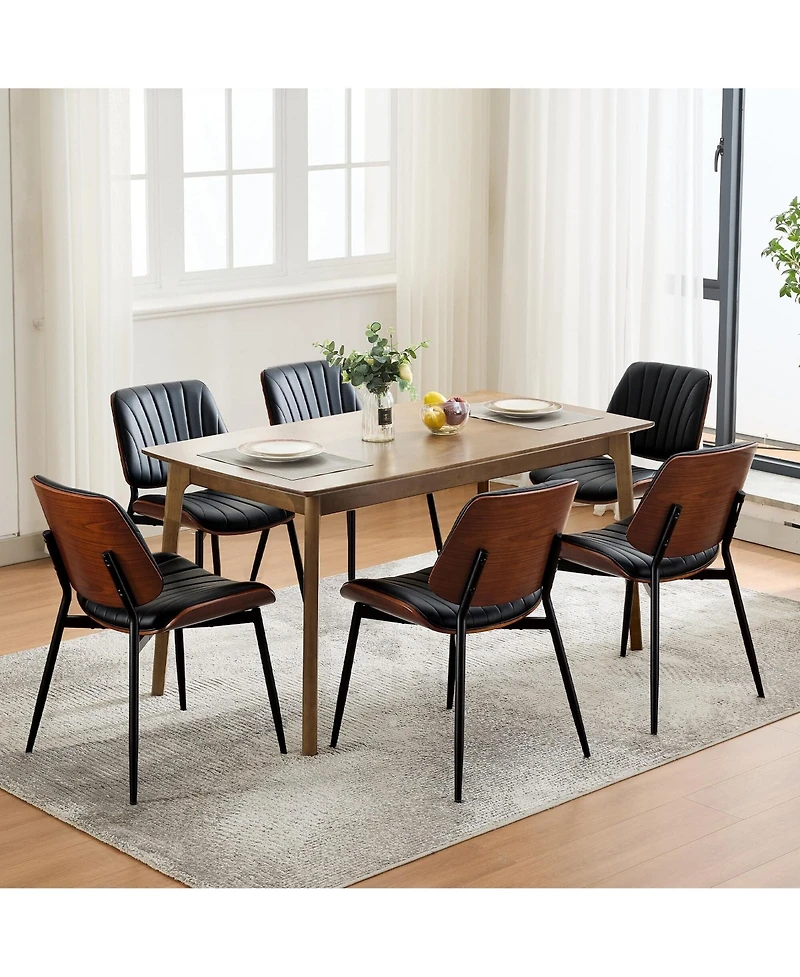 gaomon Dining Chairs Set of 2, Modern Pu Leather Upholstered Accent Chairs with Striped Design