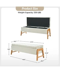 Hulala Home Mid-century Modern Lydia Storage Bench with Solid Wood Legs
