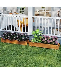Gymax 2PCS Wooden Raised Garden Bed w/ Drainage Holes Liner for Vegetable Flower Herb