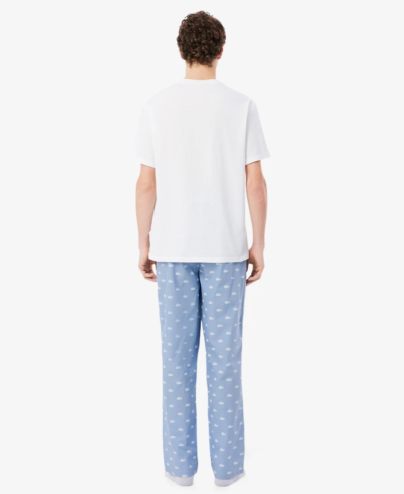 Lacoste Men's Short-Sleeve T-Shirt and Pajama Pants, 2-Piece Set