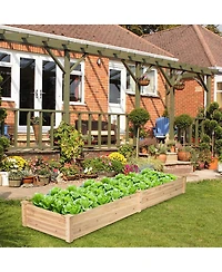 Gouun Fir Wood Raised Garden Bed with Divider, Open Bottom Planter Box