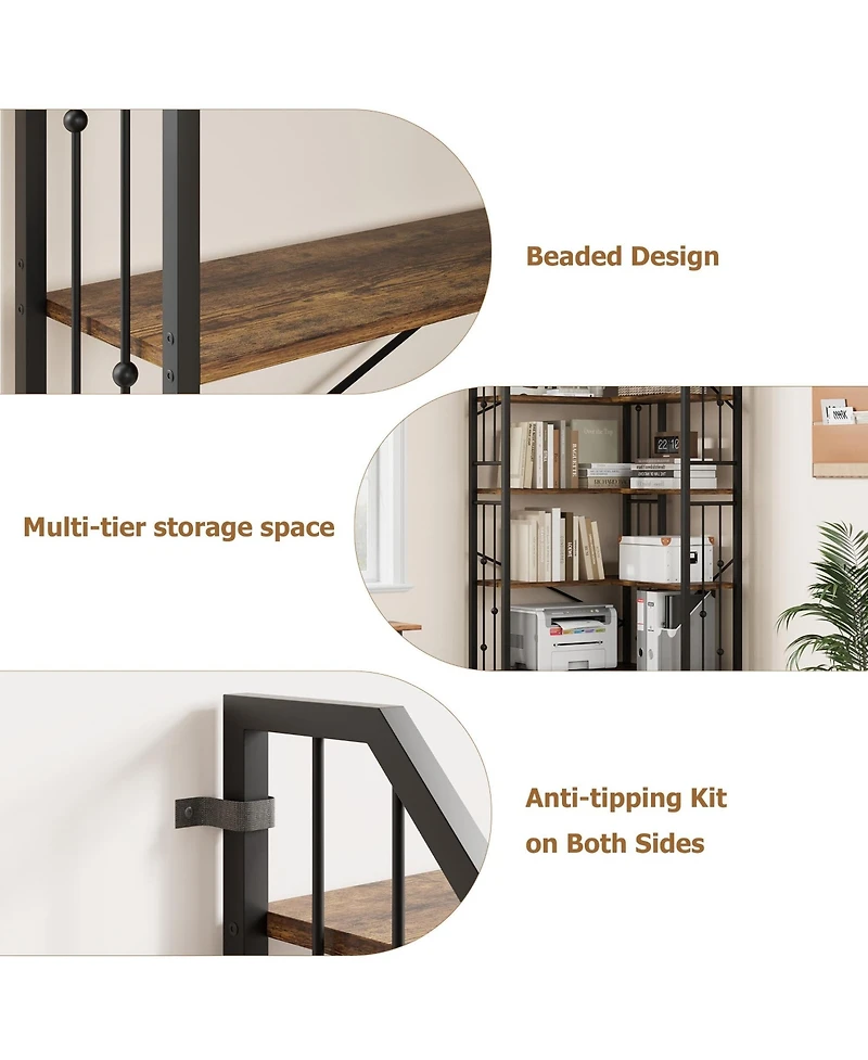 gaomon Tall 7-Tier Industrial L-Shaped Corner Bookshelf