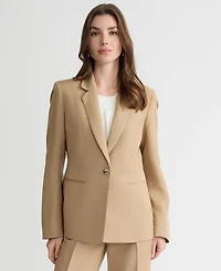 Kasper Women's Linen Notched Collar One-Button Blazer, Regular & Petite