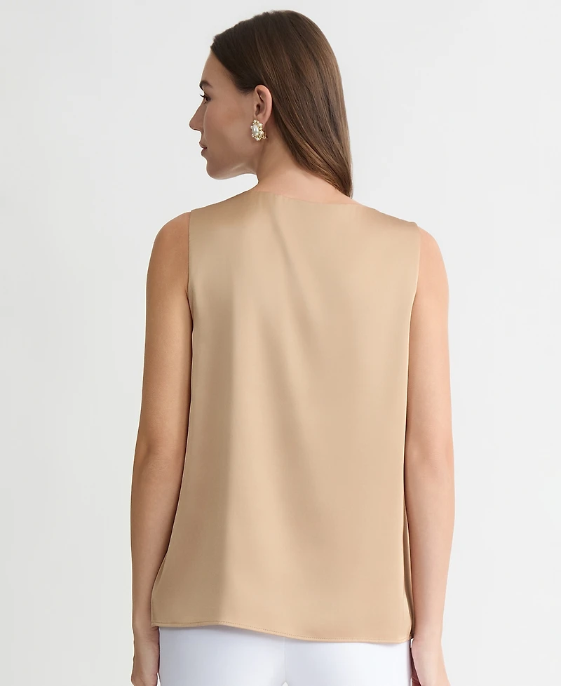 Kasper Women's Sleeveless Pleated Satin Top, Regular & Petite