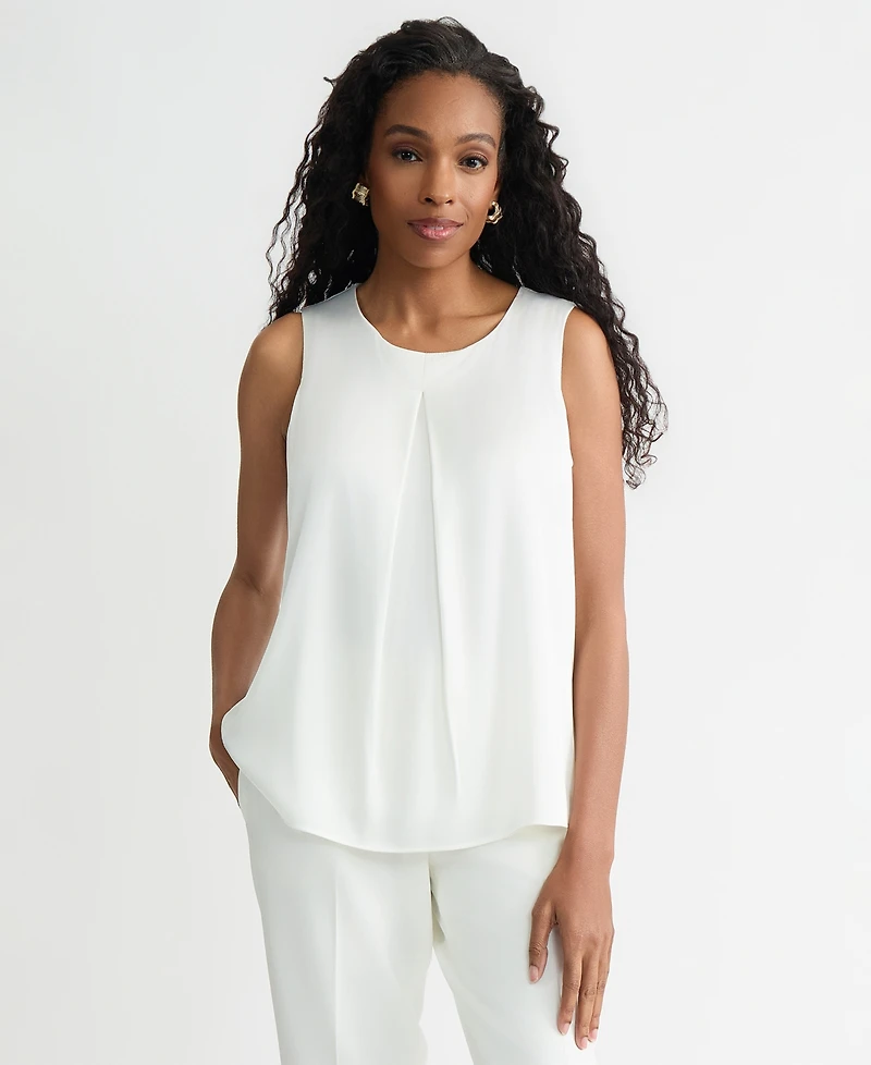 Kasper Women's Sleeveless Pleated Satin Top