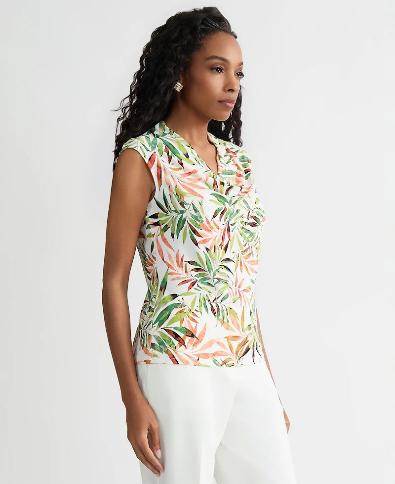 Kasper Women's Printed Sleeveless Cowl-Neck Top